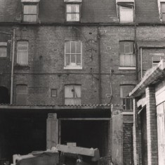 Derelict garages at back of Havelock Square, May 1979 | Photo: Tony Allwright